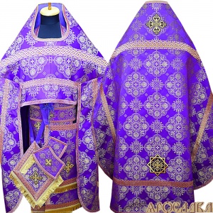 АРТ145. Риза парча Карпатский, отделка цветной галун (фиолетовый с золотом).