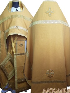 АРТ164. Риза лен, отделка цветной галун (цвет золото).