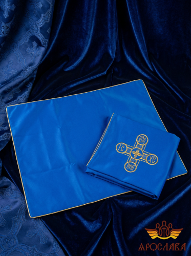 АРТ1977. Илитон на престол вышитый с печатью Царь-Славы. Размер 80*70.Ткань однотонный атласный шелк.