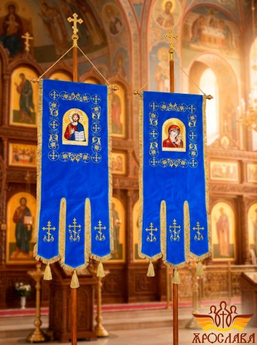 АРТ2214. Хоругви вышитые. Размер 145*50. Пара. Иконы вышитые.