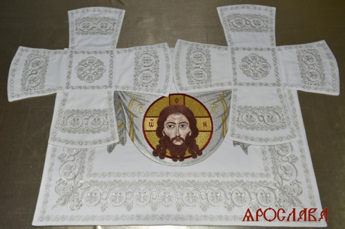 АРТ2749. Покровцы вышитые Русский Афон. Вышитая икона Спас на убрусе.