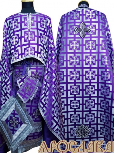АРТ476. Риза греческий крой, шелк Каппадокия, отделка цветной галун (фиолетовый с серебром).