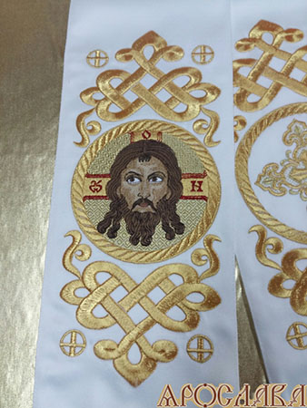 АРТ646. Заклада Евангелие вышитый рисунок Византийский, с вышитой иконой Cпас Нерукотворный образ.