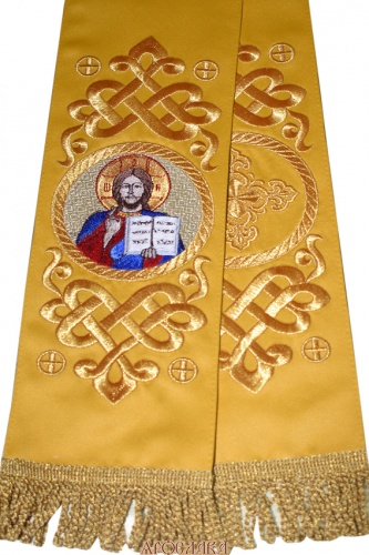 АРТ651. Заклада Евангелие вышитый рисунок Византийский, с вышитой иконой Господь Вседержитель.