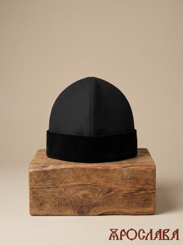 АРТ1169. Скуфия русская, демисезонная. Ткань габардин. Отворот черный бархат. Подклад хлопок.