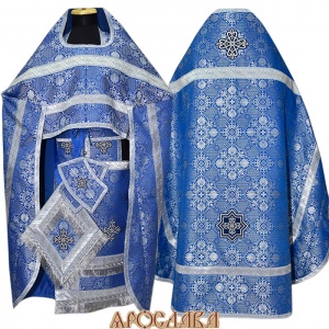 АРТ118. Риза шелк  Карпатский,отделка цветной галун (синий с серебром)