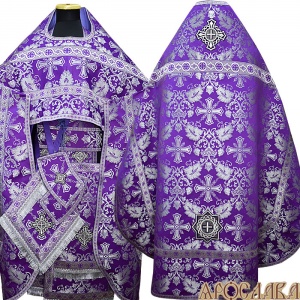 АРТ149. Риза парча Курский, отделка цветной галун (фиолетовый с серебром).
