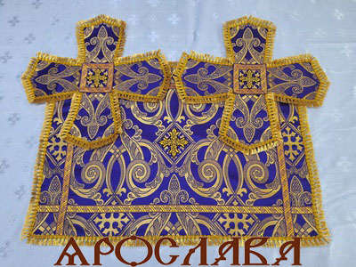АРТ1762.Покровцы греческие парча,отделка цветной галун+бахрома.Чаша 0,5литров