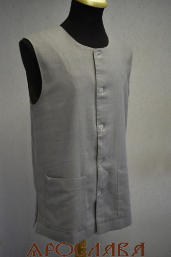 АРТ1938 Жилет мужской,ткань лен, на подкладе, два нижних накладных кармана. Р167, Ог-96 (48-50 размер).