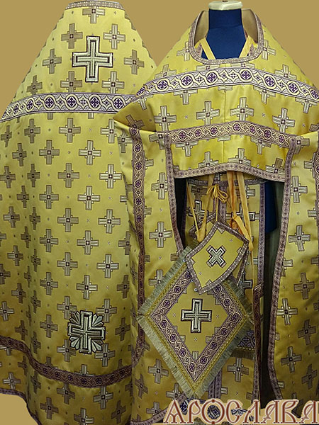 АРТ203. Риза шелк Святительский, отделка цветной галун(бордовый с золотом).