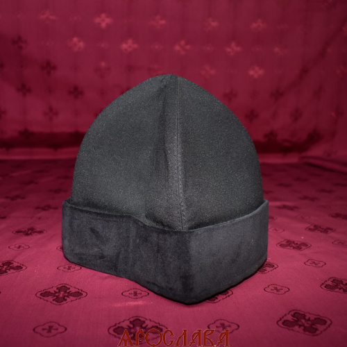 АРТ2077 Скуфия русская, демисезонная. Ткань габардин. Отворот черный бархат. Подклад хлопок. Размер 58,высота 19см.