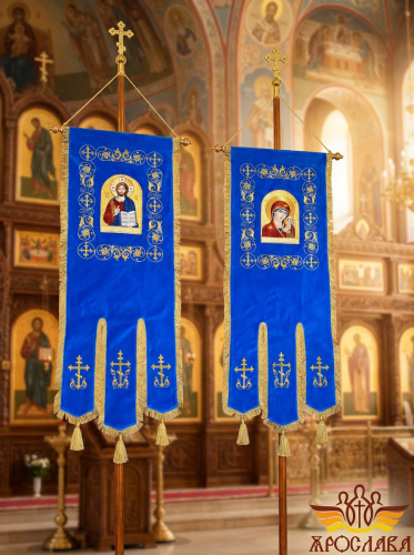 АРТ2214. Хоругви вышитые. Размер 145*50. Пара. Иконы вышитые.