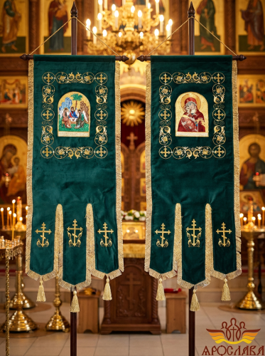 АРТ2215. Хоругви вышитые. Размер 145*50. Пара. Иконы вышитые.