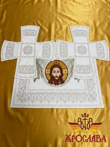 АРТ2749. Покровцы вышитые Русский Афон. Вышитая икона Спас на убрусе.