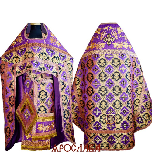 АРТ2794. Риза парча Рождество. Комбинированная с вышивкой рисунок Диамант: власяница, окошки епитрахили, низ набедренника.
