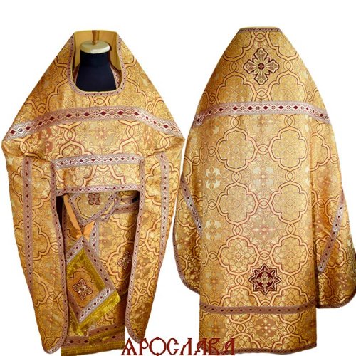 АРТ2812.Риза парча Благовест, отделка цветной галун (бордовый с золотом).