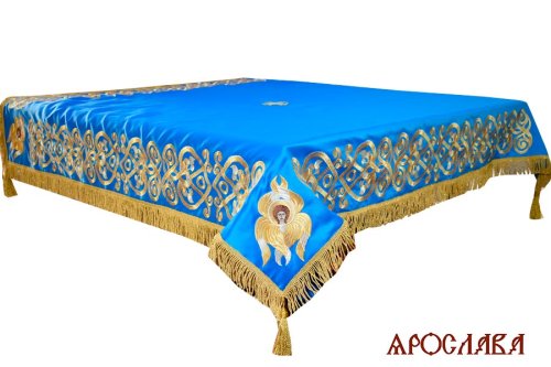 АРТ2823. Скатерть на престол, вышитая рис.Вера. На подкладе, витая бахрома, кисти.