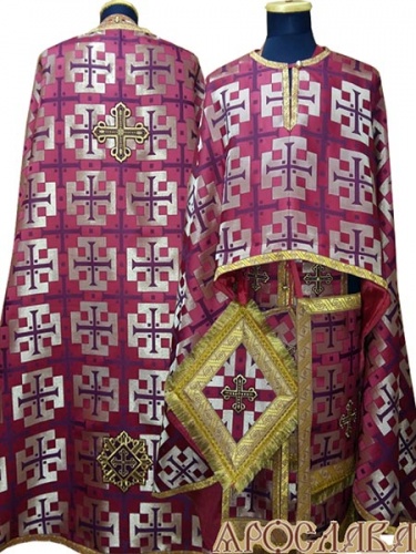 АРТ480. Риза греческий крой, парча Архаик, отделка цветной галун (бордовый с золотом).