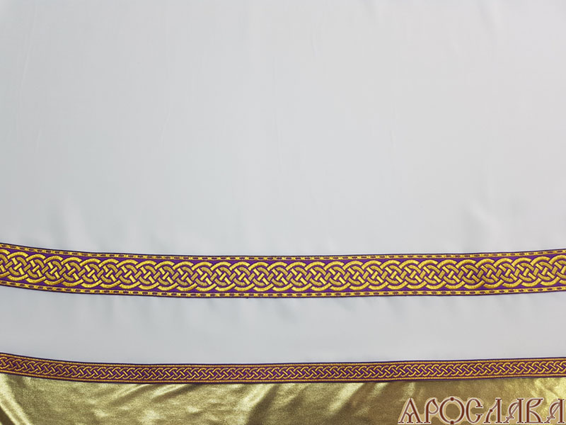 АРТ612. Подризник с отделкой цветным галуном рисунок Плетеный (фиолетовый с золотом). Ширина галуна 1,7см и 4см.