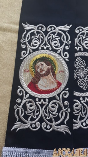 АРТ655. Заклада Евангелие вышитая рисунок Эфес, с вышитой иконой Спаситель в Терновом венце.